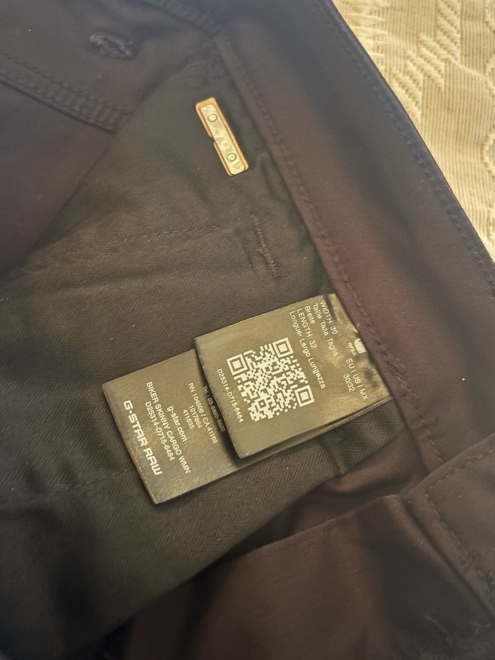 G-STAR “BIKER SKINNY CARGO PANTS” DARK BLACK MOTO JEANS sz 30/32 or  SZ 6/8 NEW! - Picture 10 of 17